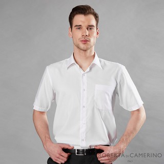 ROBERTA諾貝達 台灣製 輕柔觸感 職場型男防皺短袖襯衫 白色