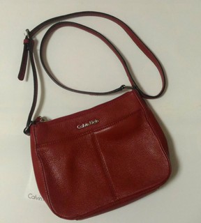 Calvin Klein 紅色皮革側背小包 全新正品 ∞La Maison de Lisa∞