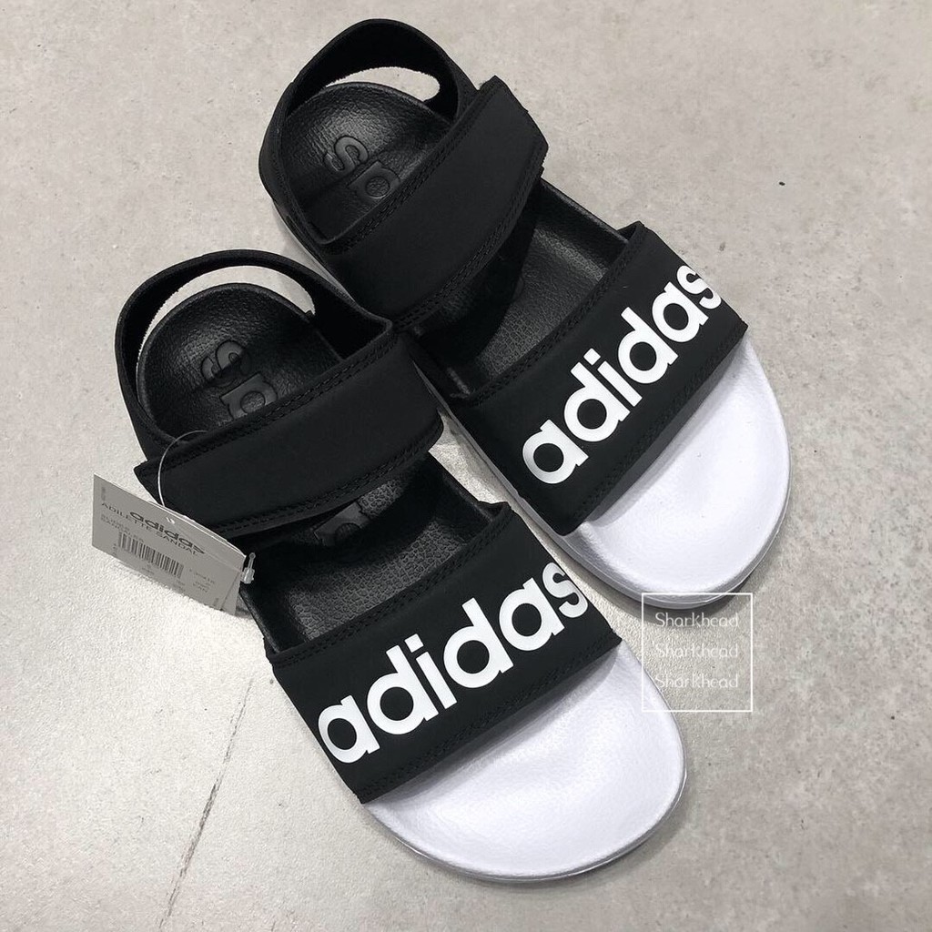 Sharkhead 現貨adidas Sports 涼鞋愛迪達黑白三線魔鬼氈防水運動涼鞋g28695 蝦皮購物