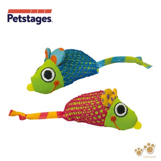 美國 Petstages 327 健齒網狀鼠 (2入) 貓草 貓薄荷 帆布 磨爪 撲抓 寵物玩具 貓玩具