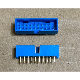 【IF】USB 3.0 19pin(20p) 內接 connector,180度,DIP 主機板 連接器 藍 公 19P