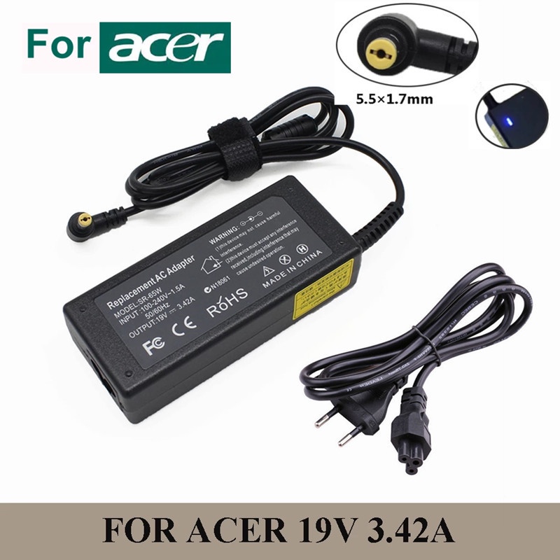 19V 3.42A 65W 5.5x1.7mm 交流適配器充電器適用於 Acer Aspire 5315 5630 57