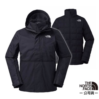 【美國 The North Face】男款 防風防水透氣耐磨連帽兩件式外套 內件羽絨 3L8O 黑 N