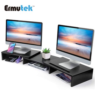 Ermutek 多功能桌上型雙螢幕增高架-多功能可調式LCD 電腦螢幕架 /黑色