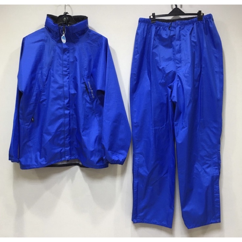 全新- Mont-bell 男款寶藍色兩截式防風防雨衣褲 原價6500