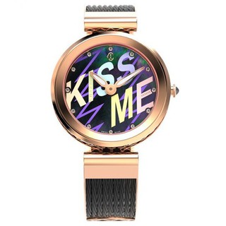 CHARRIOL夏利豪 FE32302016 Forever系列KISSME熱情吻我 半鋼索經典時尚腕錶/ 黑 32mm