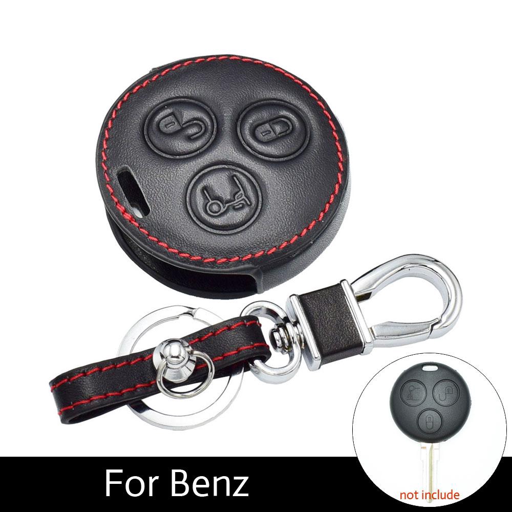 皮革汽車鑰匙包鑰匙扣遙控鑰匙套適用於梅賽德斯奔馳Smart Fortwo Forfour City跑車鑰匙包汽車用品