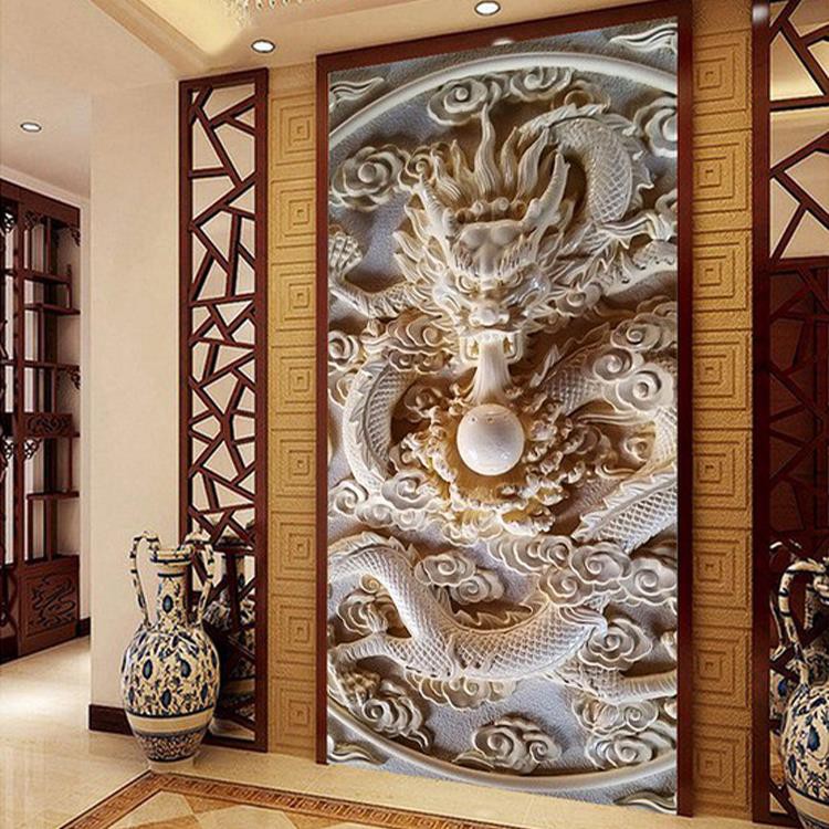 立體浮雕墻紙壁紙3d玉雕龍玄關背景墻紙壁紙定作龍紋圖案大型壁畫smartmiakiwi 蝦皮購物