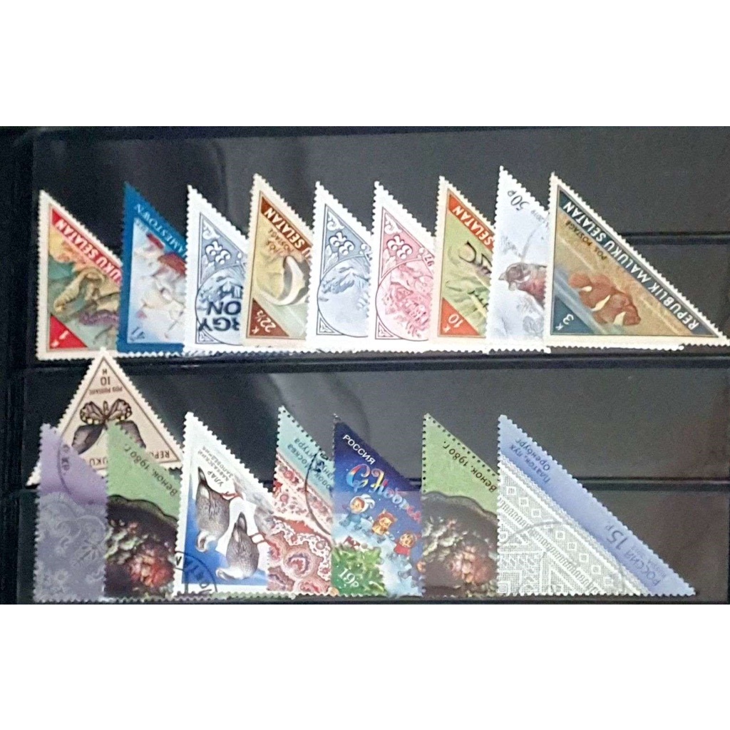 世界三角形銷戳郵票(已使用不能寄信)5張一套