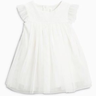 代購～Next英國名牌童裝 女童女嬰全白洋裝 滿月滿周歲