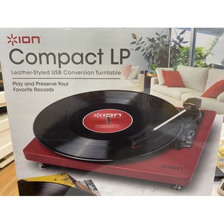 ION Audio Compact LP 摩登皮革黑膠唱機-勃根地酒紅