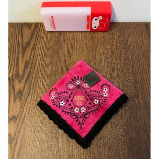 【Fashion Guide】美國 Anna Sui刺繡+蕾絲邊 手帕/方巾