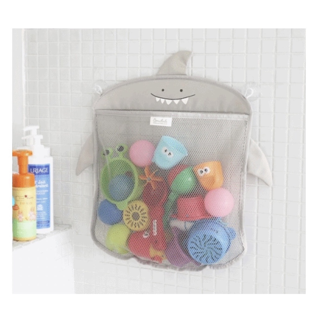 全新 韓國 Conitale 洗澡玩具收納袋-灰色鯊魚/粉色熊 (35*40cm)