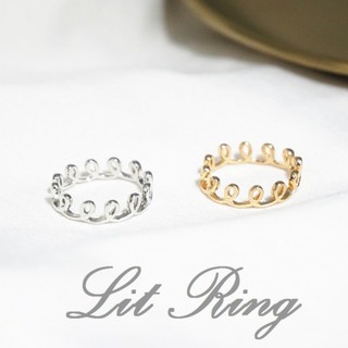 【Lit Ring】L for Love浪漫圈圈戒指。銀色 金色 波浪 圓圈 鏤空 花圈 雕刻花紋 對戒 飾品 首飾