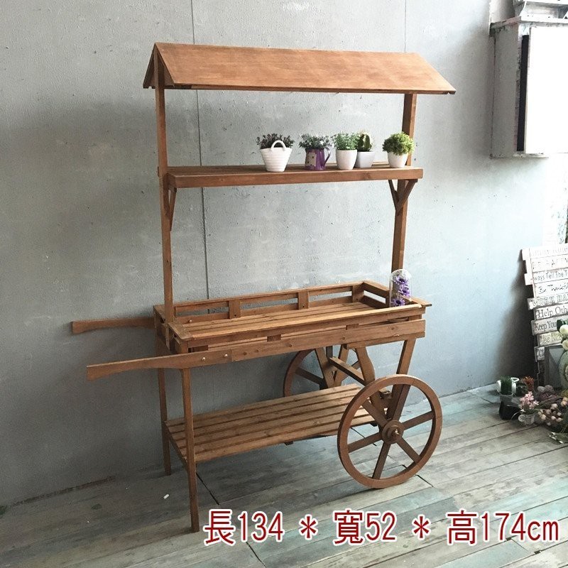 Zakka大車輪裝飾小木屋形商品陳列展示櫃子木製落地diy小屋造型小攤車花車架子創意設計3層架擺飾花架置物架收納架 蝦皮購物
