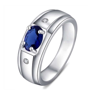 藍寶石水晶鑽石 925 銀女士男士時尚首飾配飾結婚戒指 Cincin
