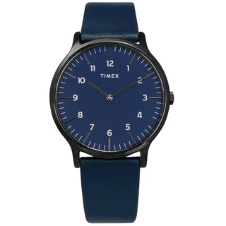TIMEX 天美時 簡約輕薄藍面皮帶數字腕錶 40mm TXTW2T66200 原廠公司貨