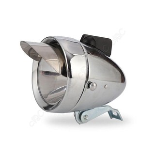全新鯊魚鰭復古單車燈 「加贈電池」城市自行車砲彈燈 老式鋼管車頭燈 腳踏車大燈 仿舊炮彈燈 防水前叉燈 LED聚光前燈