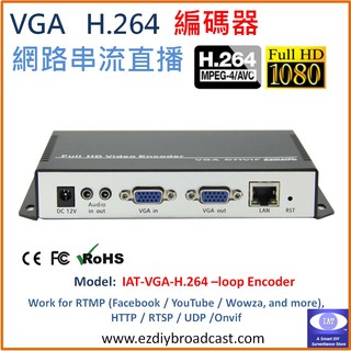 台北出貨 VGA H.264 1080P 編碼器 帶環出 顯示器 NVR 24小時 內網及外網直播 RTSP RTMP