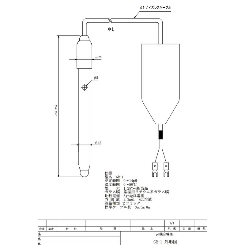 簡便宜 富士精密電子ph複合電極gr 1 浸漬型一般用 蝦皮購物