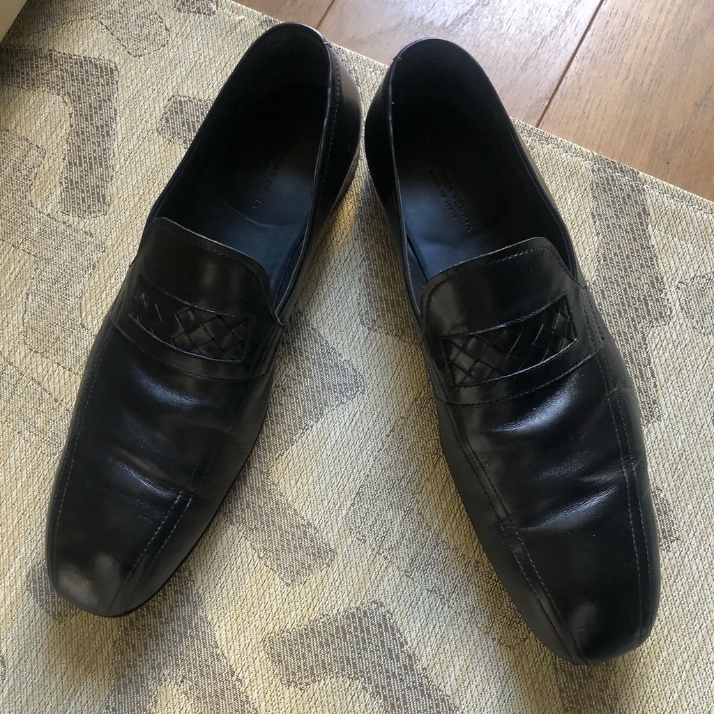 保證正品 Bottega Veneta BV 黑色 編織 皮鞋 size 44 但也適合43