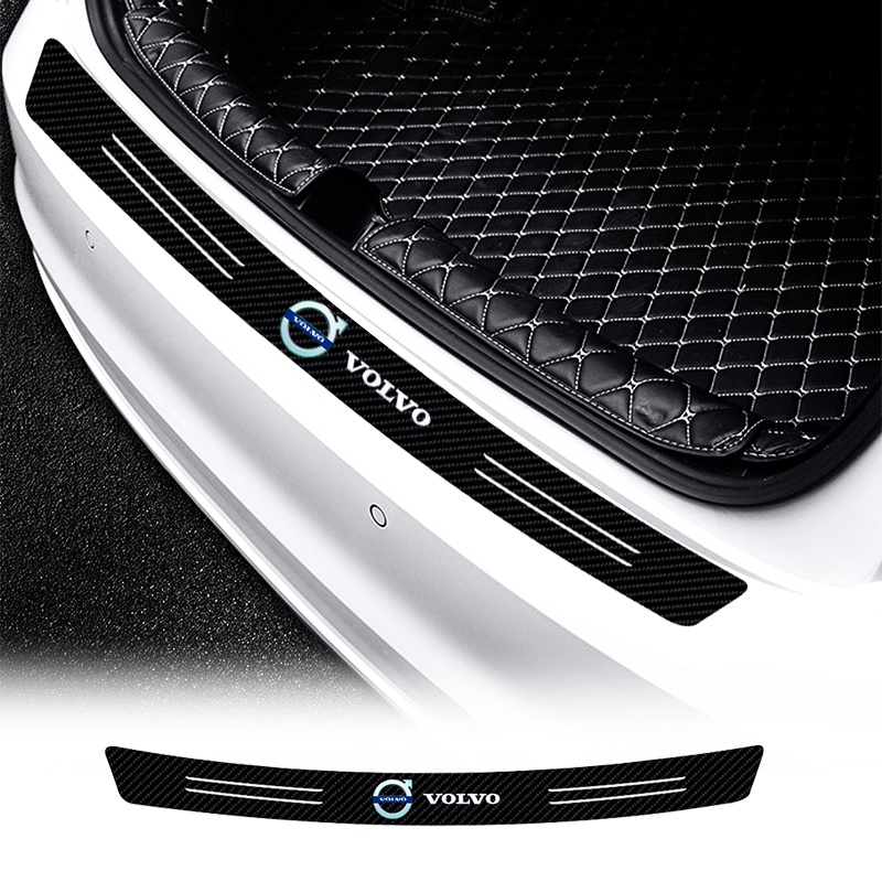 汽車後備箱保護條貼紙碳纖維汽車徽標保險槓裝飾貼紙適用於Volvo XC90 XC70 XC60 V40 V50 V60