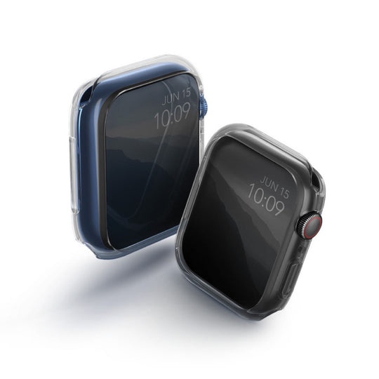 UNIQ Glase Apple Watch 8/7 輕薄透明防撞保護框 41/45 mm（2入 透明+透黑）蘋果錶殼