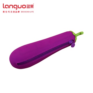 【Languo】茄子造型橡膠筆袋 (臺灣現貨) 鉛筆袋 鉛筆盒 收納袋 筆盒 文具袋 蔬菜水果造型文具