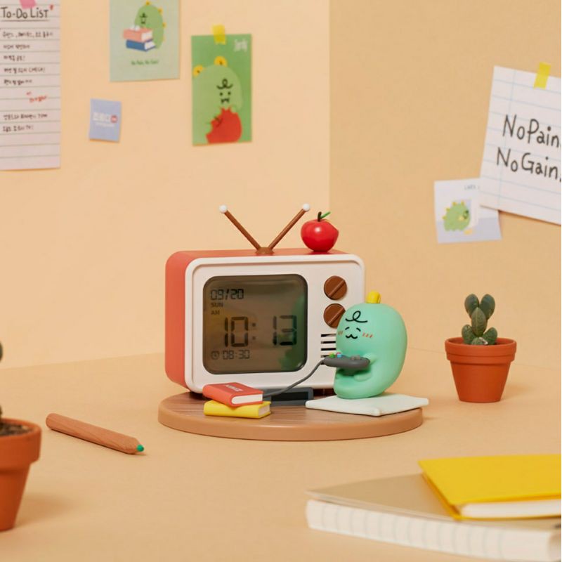 【現貨】韓國KAKAO FRIENDS JURDY 綠色小恐龍桌用公仔電子時鐘