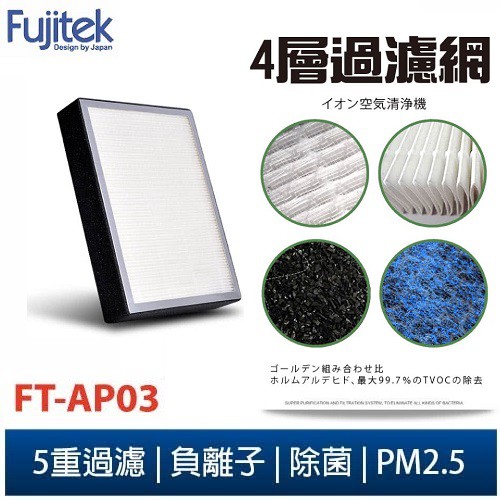 Fujitek 富士電通負離子強效空氣清淨機ft Ap03 濾網組 蝦皮購物