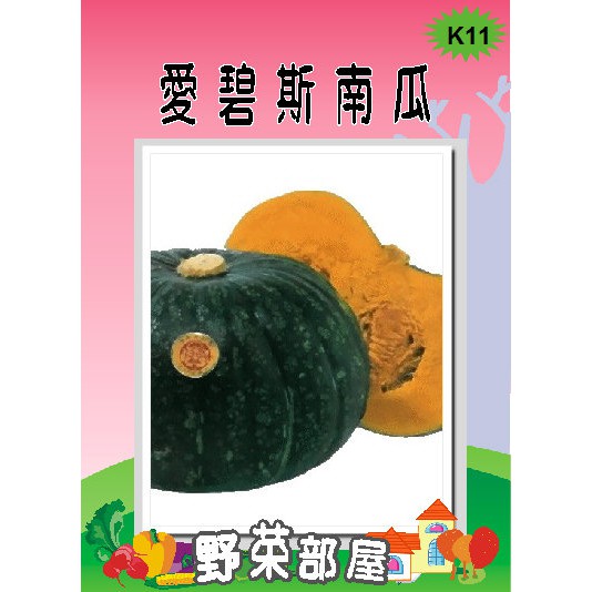 【萌田種子~大包裝種子】K11 日本愛碧斯南瓜種子 1兩裝(37.5公克) , 果肉厚實 , 富含多種營養素 ~