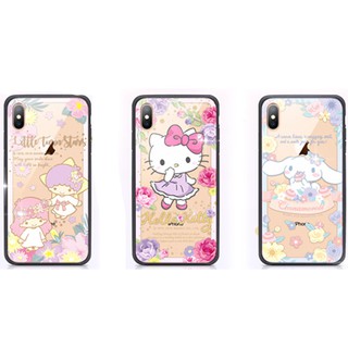 GARMMA Hello Kitty IPhone XR Xs Max X/XS 四角 防撞 玻璃殼 花草系列