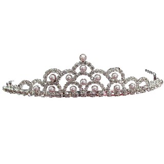 時尚高貴鑲水鑽珍珠皇冠 新娘皇冠公主皇冠 新娘頭飾 婚禮配飾 飾品 奧黛麗赫本 8121 天使衣裳
