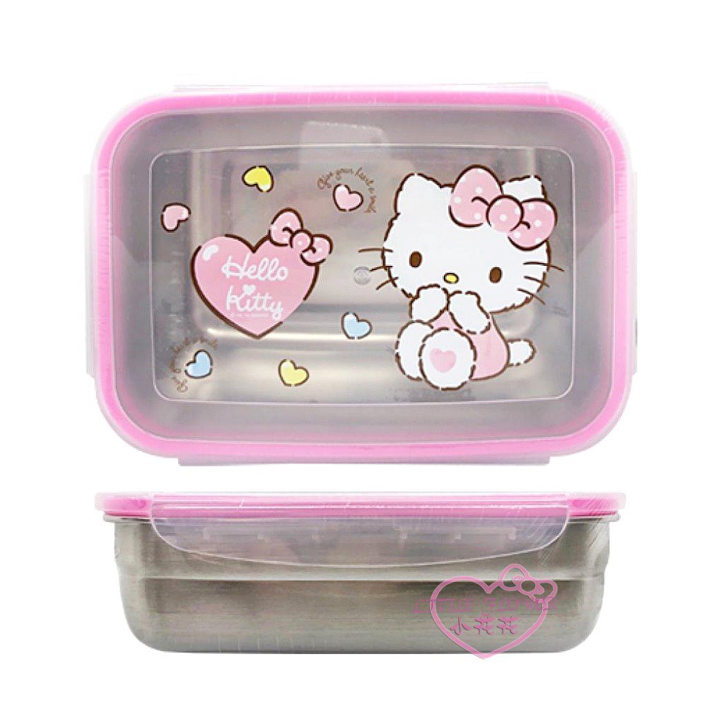 ♥小玫瑰日本精品♥ HELLO KITTY 凱蒂貓樂扣不鏽鋼保鮮盒(1310ML) ~2