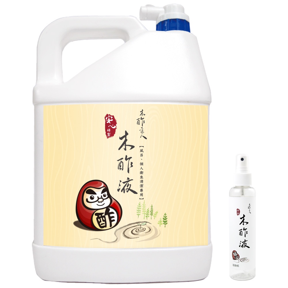 木酢達人精餾木酢原液4900ml加送木酢原液噴霧150ml_天然樹木萃取黃金水 敏感肌膚清潔保濕