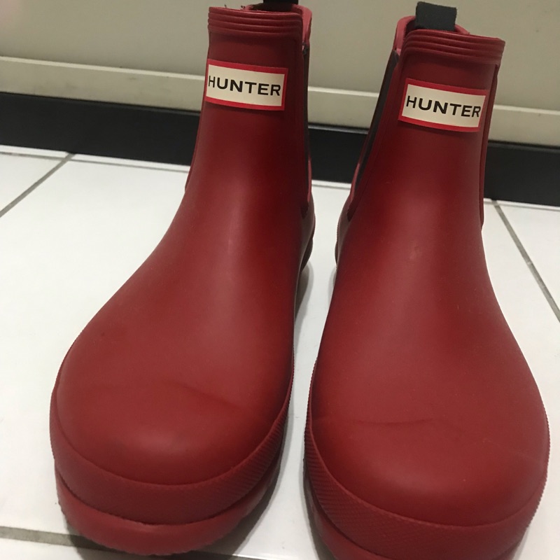 Hunter紅色短靴雨鞋