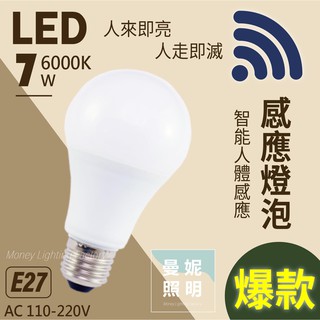 LED 人體感應燈泡 10瓦 白光 E27 家居室內節能省電 全電壓 雷達感應球泡燈 取代傳統燈泡 發票