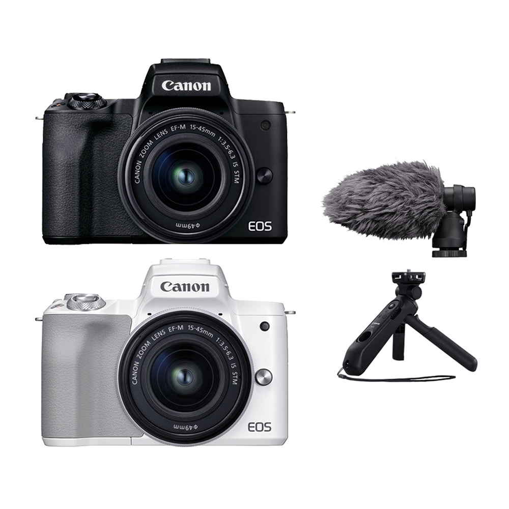 Canon EOS M50 Mark II 15-45mm+DM-E100 麥克風+HG-100TB 腳架 公司貨