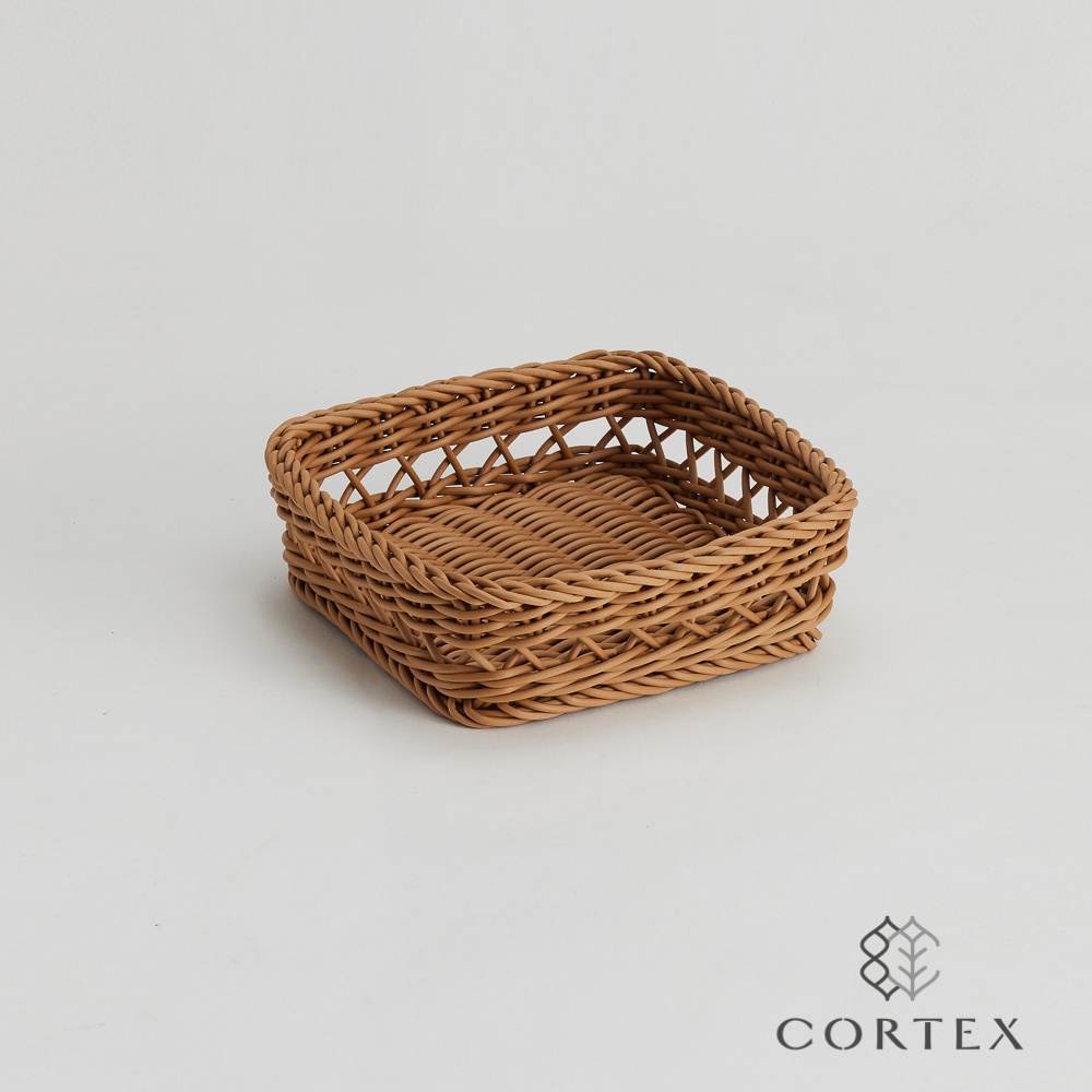 CORTEX 編織籃 仿籐籃 中空方型 W20 卡其色