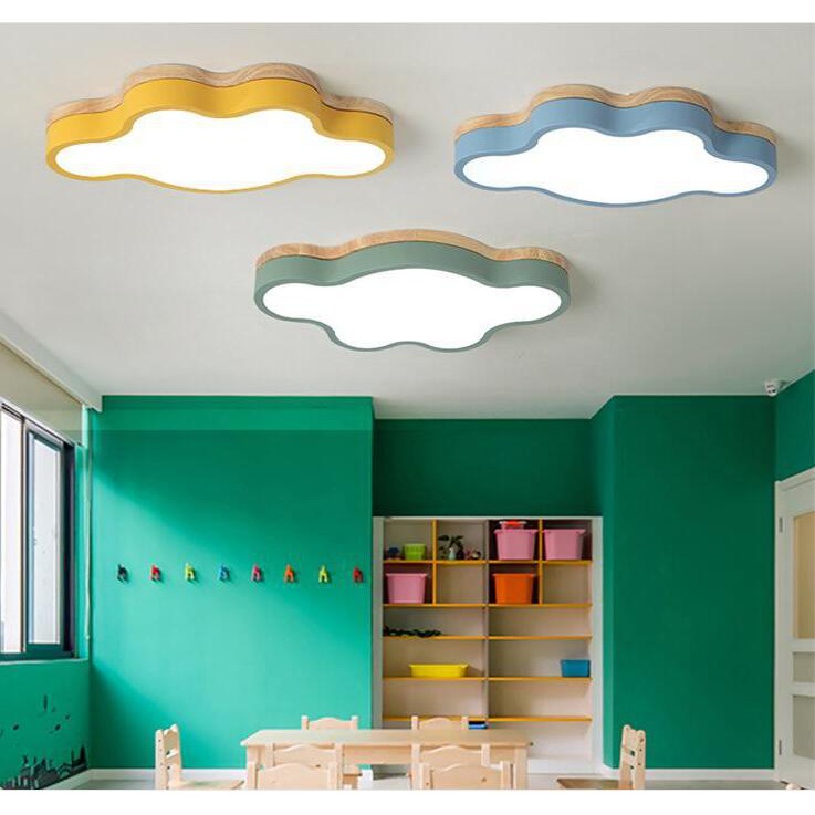 北歐創意個性雲朵臥室燈原木質吸頂燈現代簡約兒童房led客廳燈具