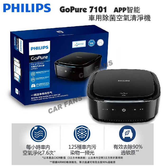 PHILIPS飛利浦 APP藍芽智能車用除菌空氣清淨機 GP7101 車內(公司貨) 再送銀離子光觸媒 抗菌除臭噴霧1罐