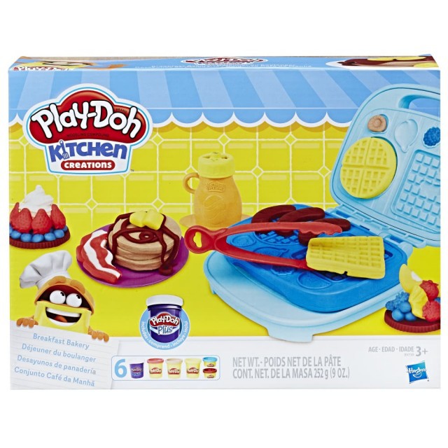 Play-Dah 培樂多 廚房系列 鬆餅早餐組 (HB9739) +閃亮黏土六色黏土組 /雙醬冰淇淋遊戲組 HB6688
