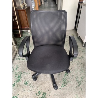 【全國二手傢具】經典 黑色網狀辦公活動椅/有扶手/無油壓/員工椅/OA椅/辦公椅/中古電腦椅/二手傢俱/二手辦公設備
