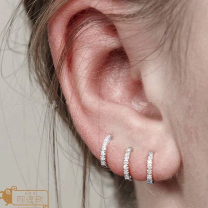 316L醫療鋼針 超迷你6MM.8MM 10MM.鑽圈 易扣式 細針耳環 耳骨 小耳朵 單支價 阿緹斯 A87