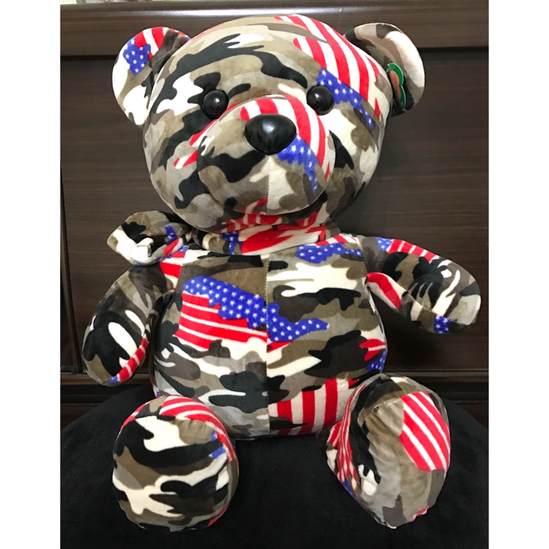 超大國旗迷彩熊 熊熊娃娃 玩偶 抱枕 泰迪熊 戰鬥熊 美國國旗 英國國旗