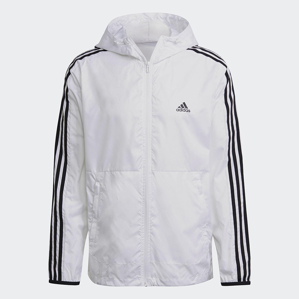 Adidas 3-Stripes Windbreaker 男裝 外套 連帽 風衣 可調節拉繩 白【運動世界】GQ0602