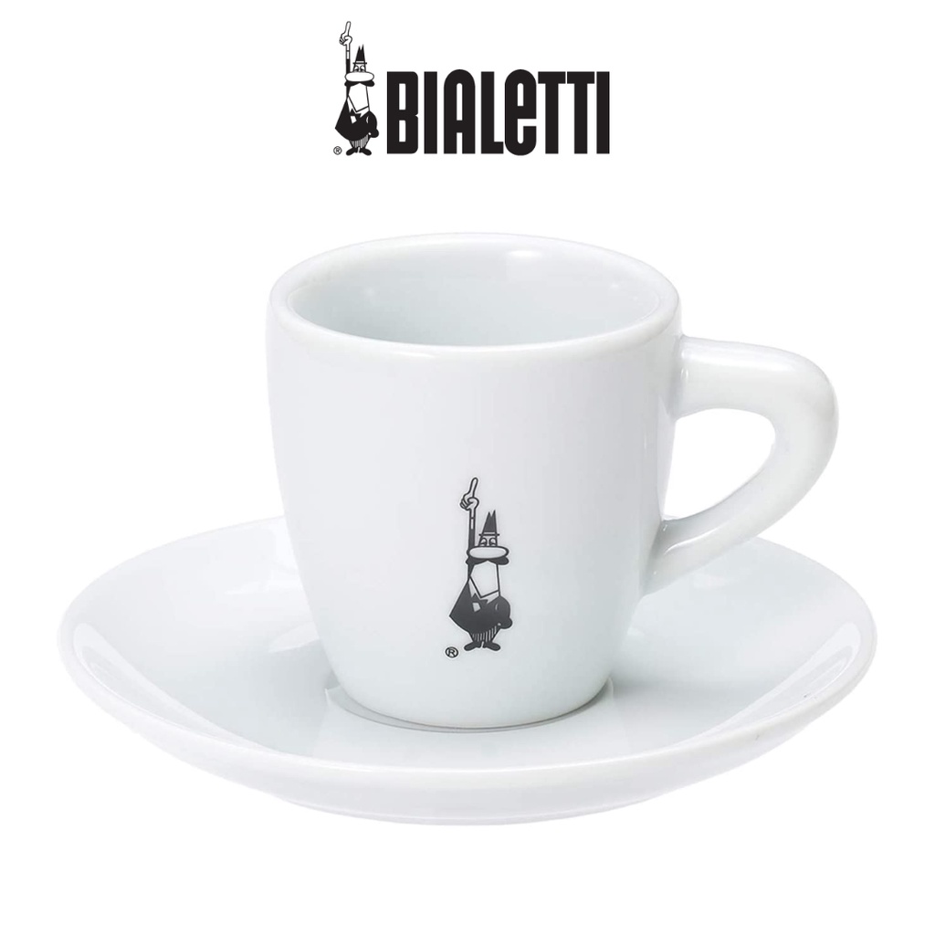 Bialetti Espresso Cup 陶瓷咖啡杯中的經典意大利濃縮咖啡杯和碟子套裝 白色/來自韓國首爾