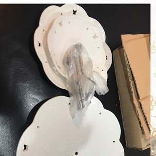 三層陶瓷純白歐式浮雕蛋糕盤組