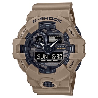 【CASIO】G-SHOCK 米黃殼迷彩面大錶徑雙顯運動電子錶 GA-700CA-5A 台灣卡西歐公司貨