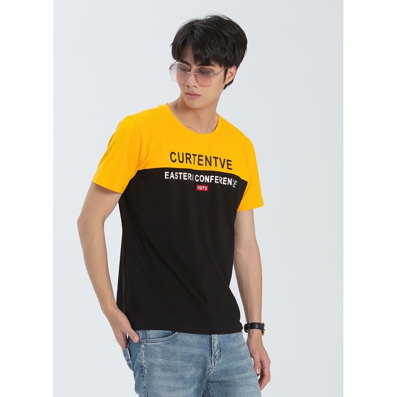 🦄GOES CLUB 男款⚡️韓版時尚拼布潮流個性T恤-1色（ 黃黑 ）
